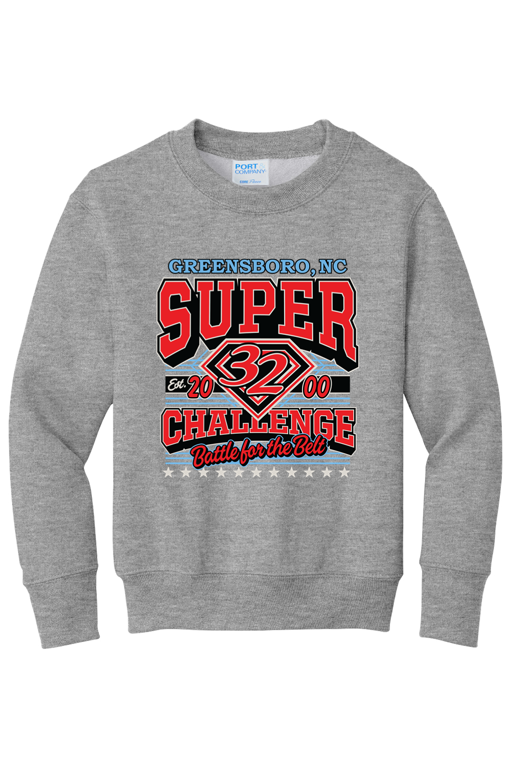 2026 Super 32 YOUTH Crewneck Sweatshirt (ALL Wrestlers Names on Back)