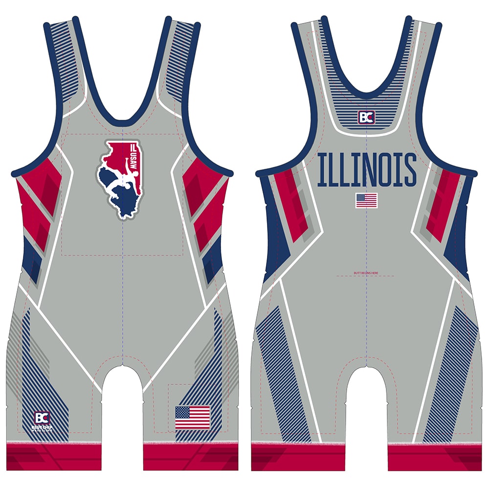2018 Illinois USA Wrestling Singlet (Grey)