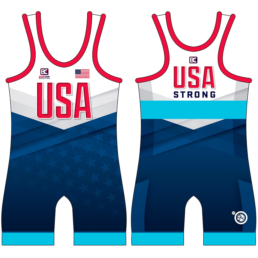 USA Strong Wrestling Singlet - Blue
