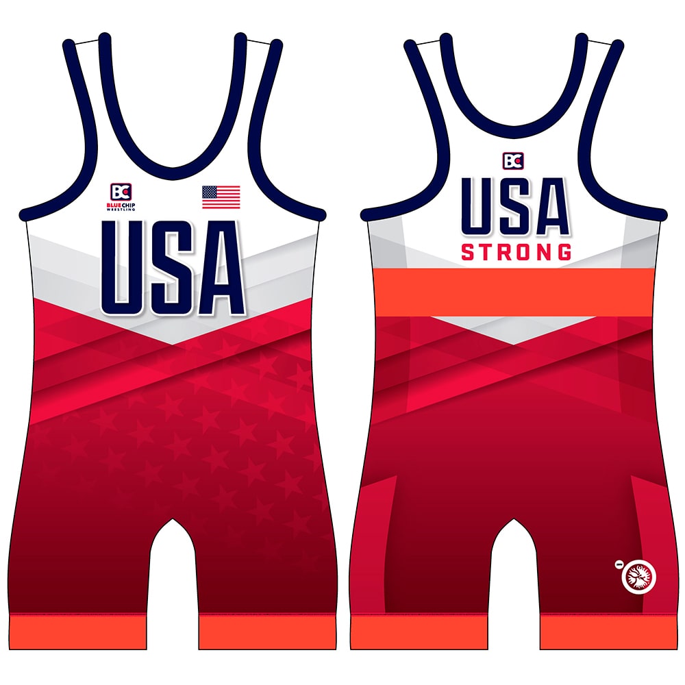 Patriotic USA Sublimated Wrestling Singlets Blue Chip Wrestling