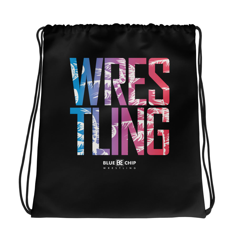Wrestling Tropical Escape Drawstring Bag