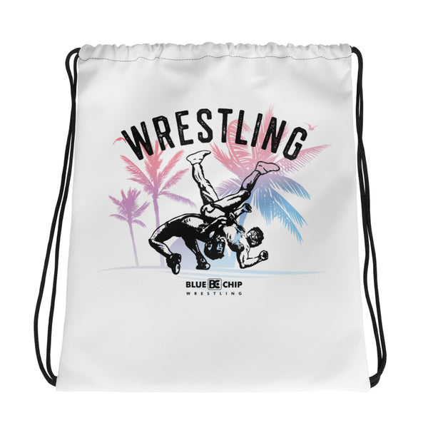 Wrestling Throwdown in Paradise Drawstring Bag - Blue Chip Wrestling