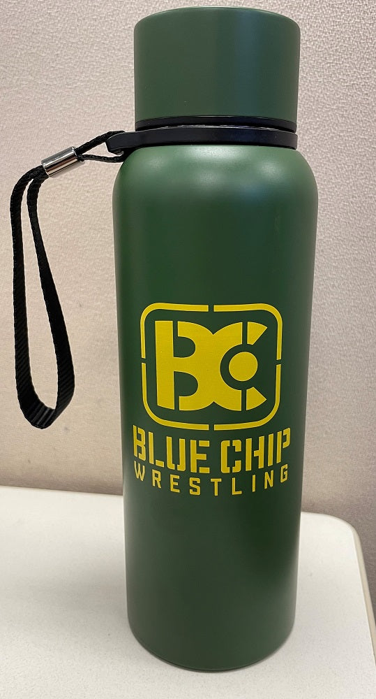 Blue Chip Wrestling Military Green Stencil Water Bottle