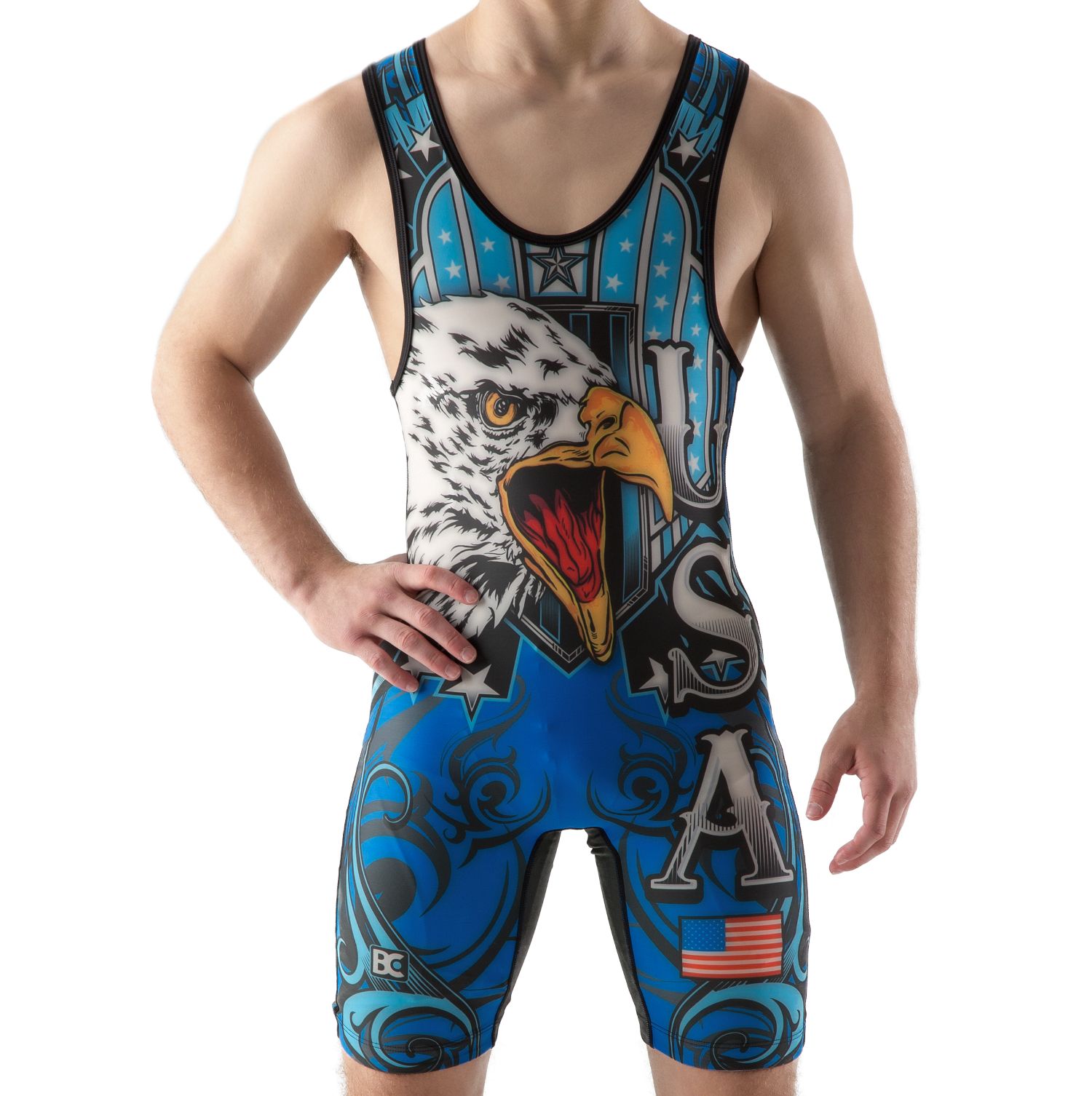 Blue USA Triumph Wrestling Singlet