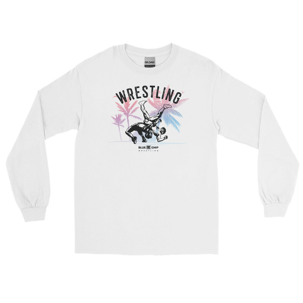 Wrestling Throwdown in Paradise 100% Cotton Long Sleeve T-Shirt