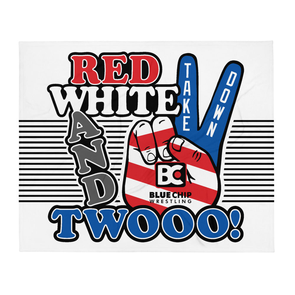 Red White and Twooo Wrestling Throw Blanket