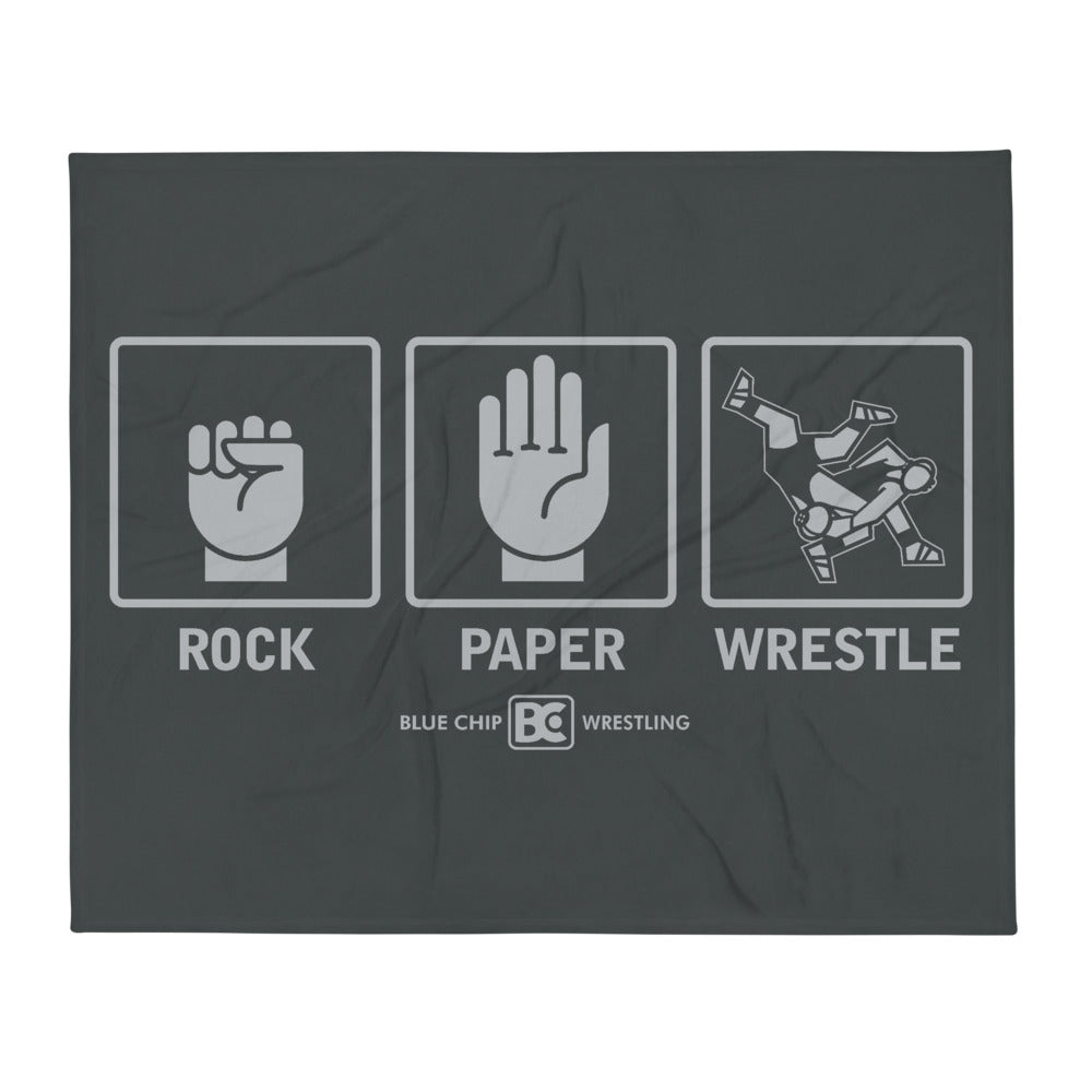Rock Paper Wrestle Wrestling Throw Blanket
