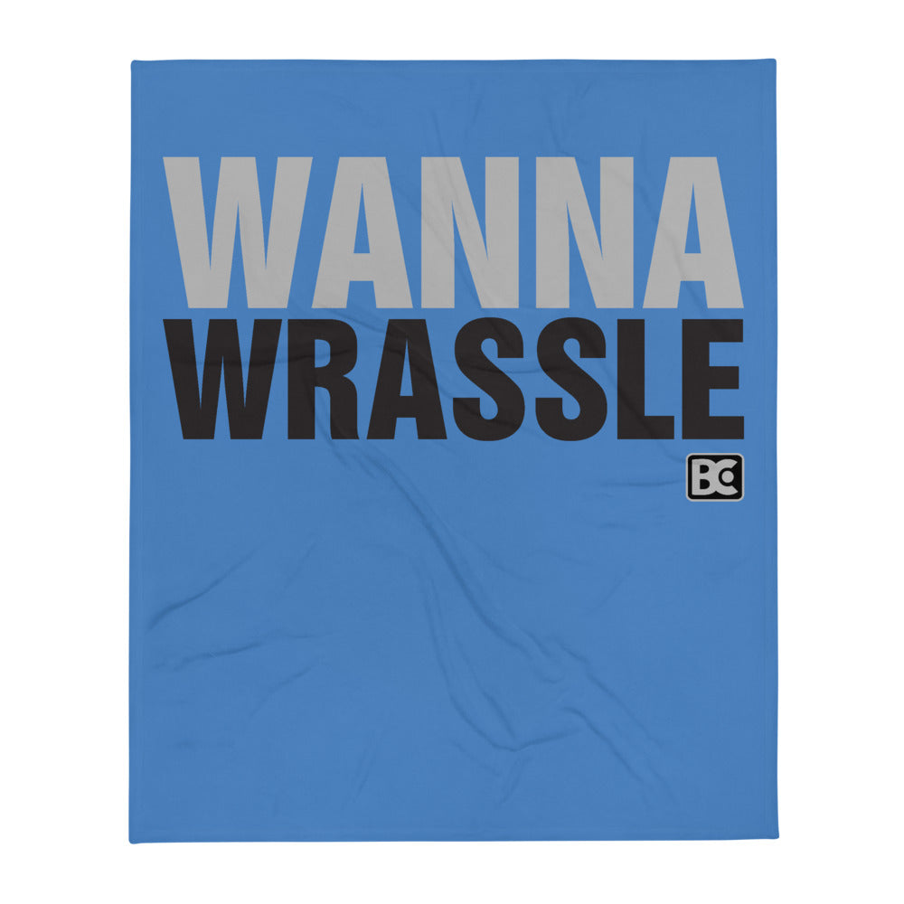 Wanna Wrassle Wrestling Throw Blanket