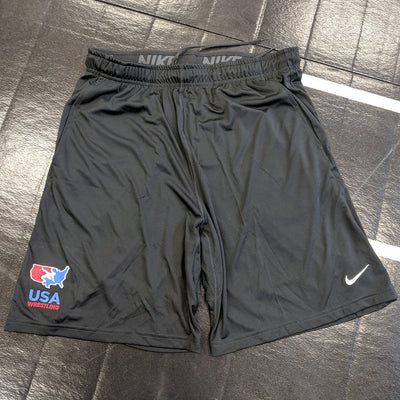 Nike USA Wrestling Men's Pocket Fly Short (Black) Blue Chip