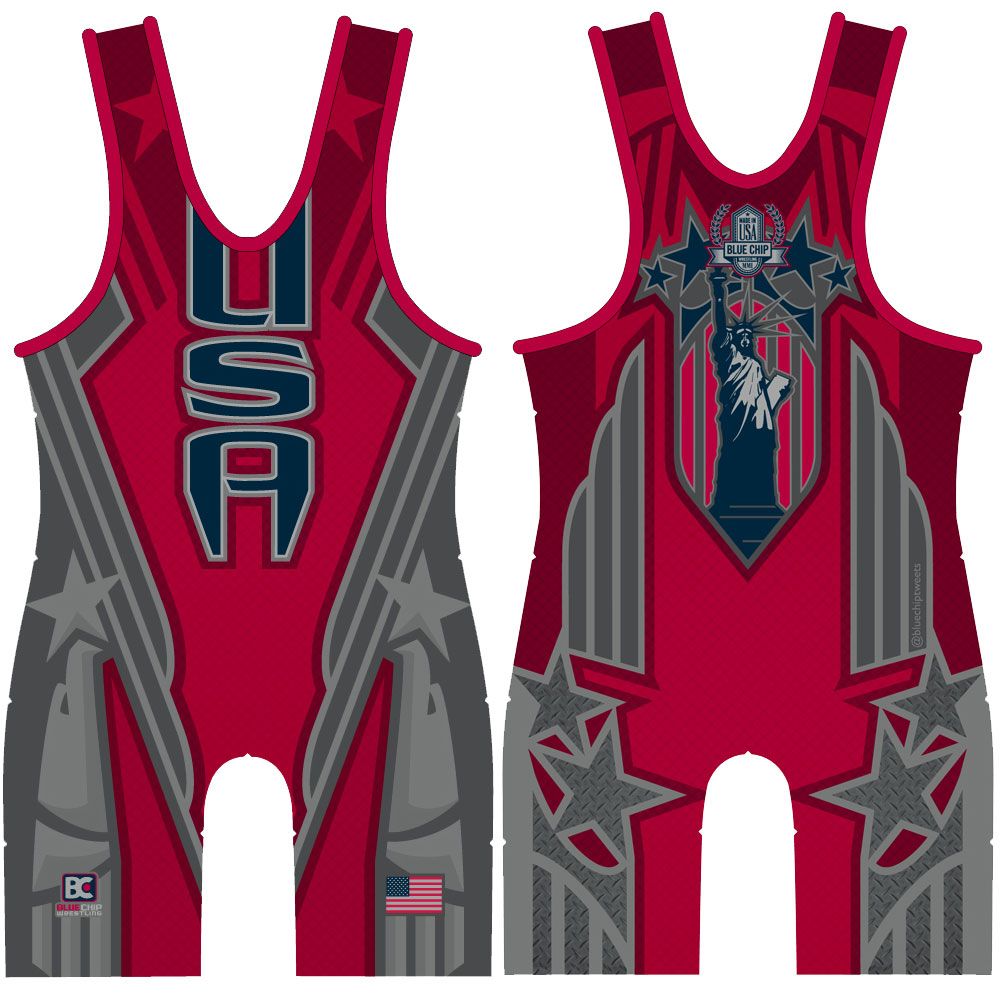 Red Patriot Wrestling Singlet