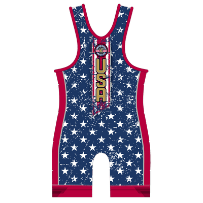 Stars and Stripes Blue Wrestling Singlet