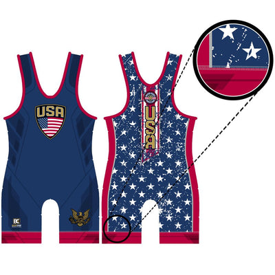 Stars and Stripes Blue Wrestling Singlet
