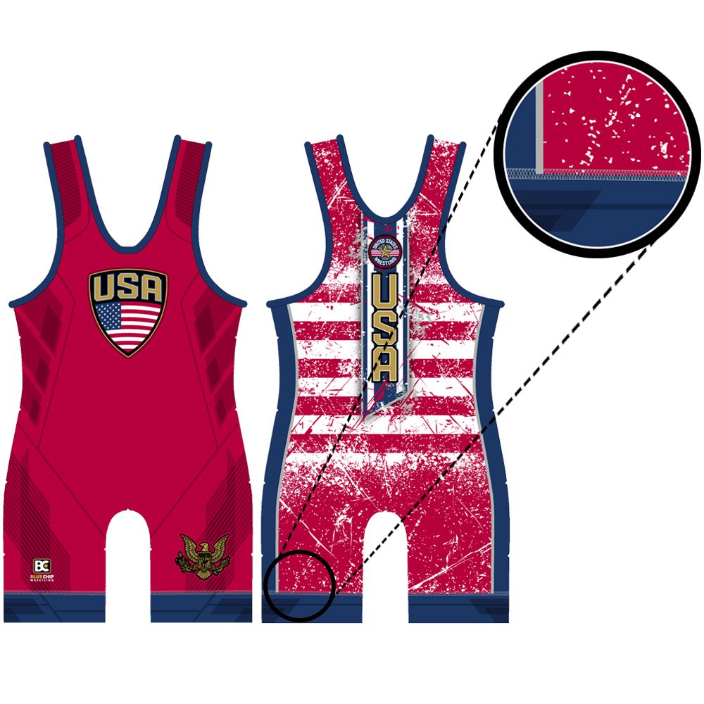 Stars and Stripes Red Wrestling Singlet