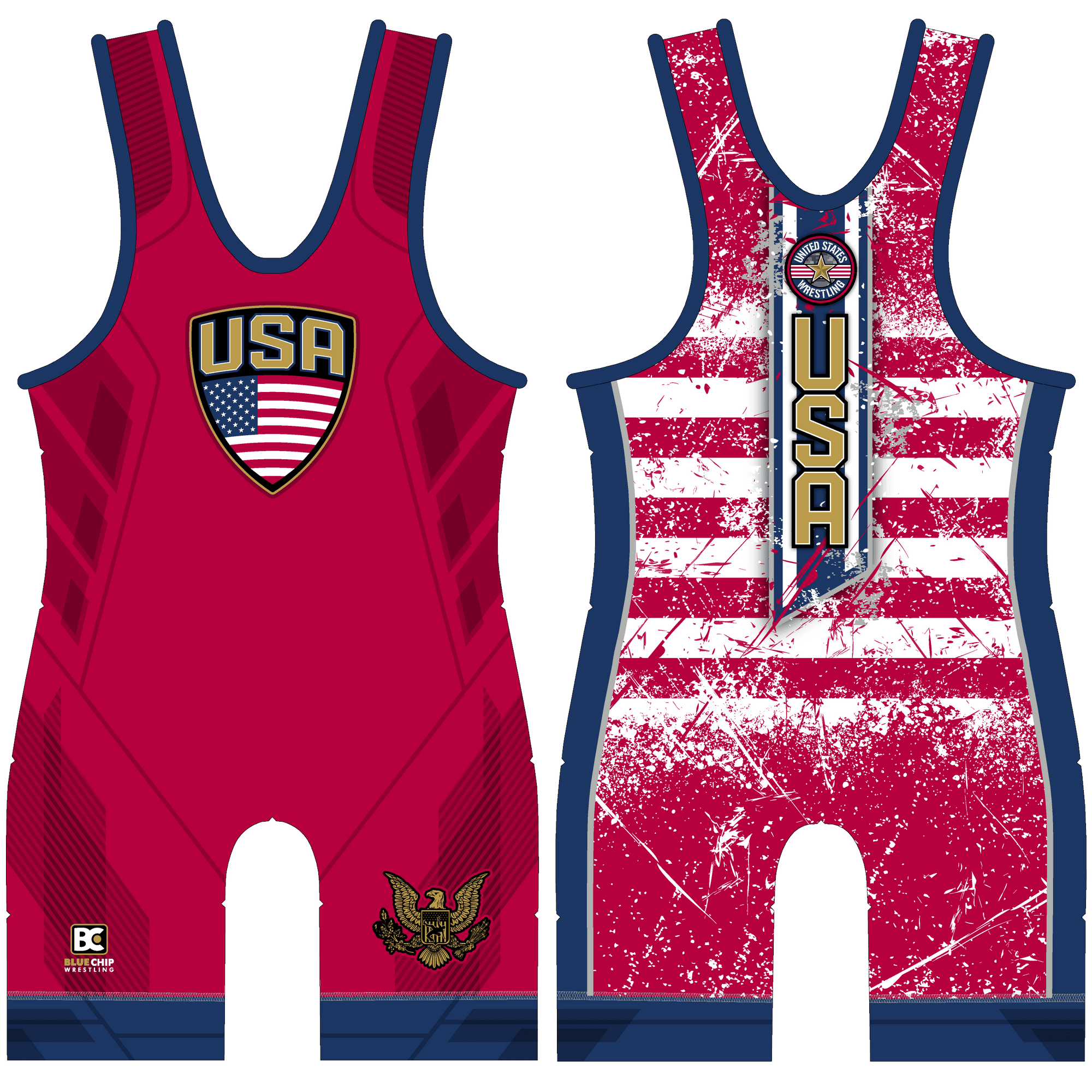 Stars and Stripes Red Wrestling Singlet