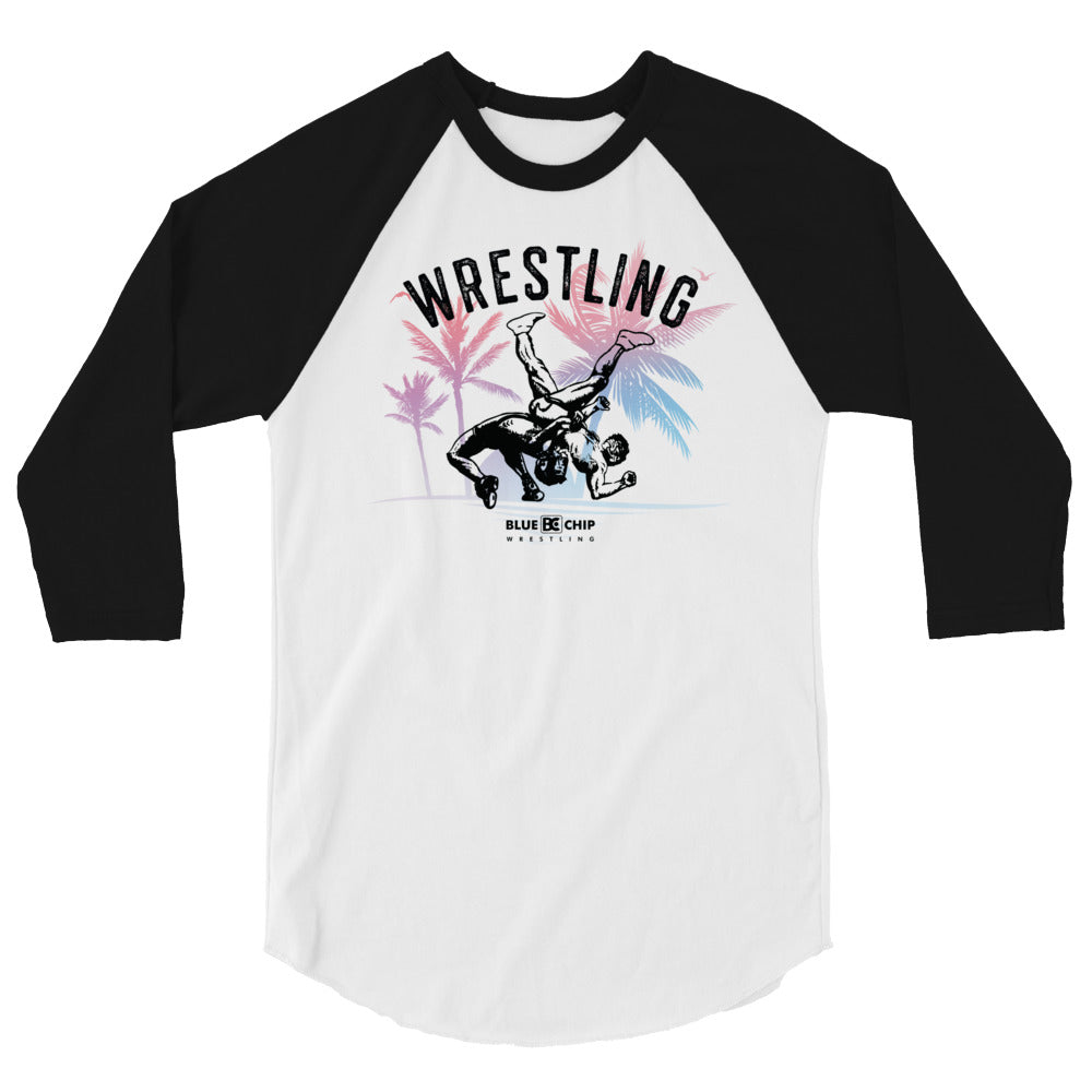 Wrestling Throwdown in Paradise 3/4 Sleeve Raglan Shirt