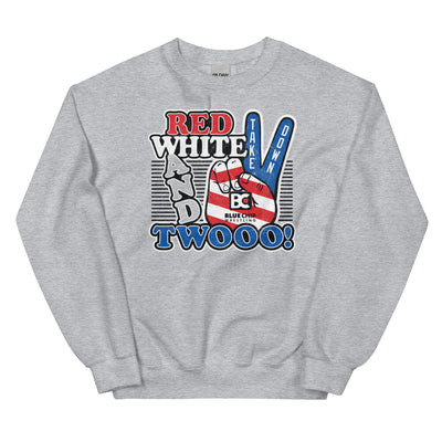 Red White and Twooo Wrestling Crewneck Sweatshirt