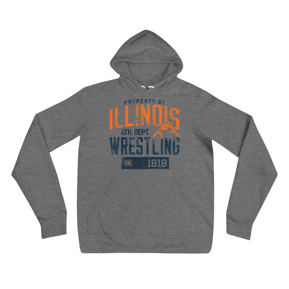 Property Of Illinois Wrestling Pullover Hoodie