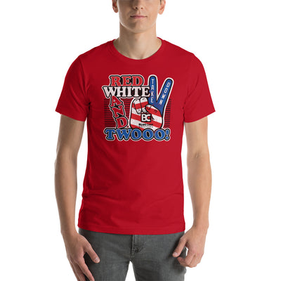 Red White and Twooo Short Sleeve Wrestling Tee