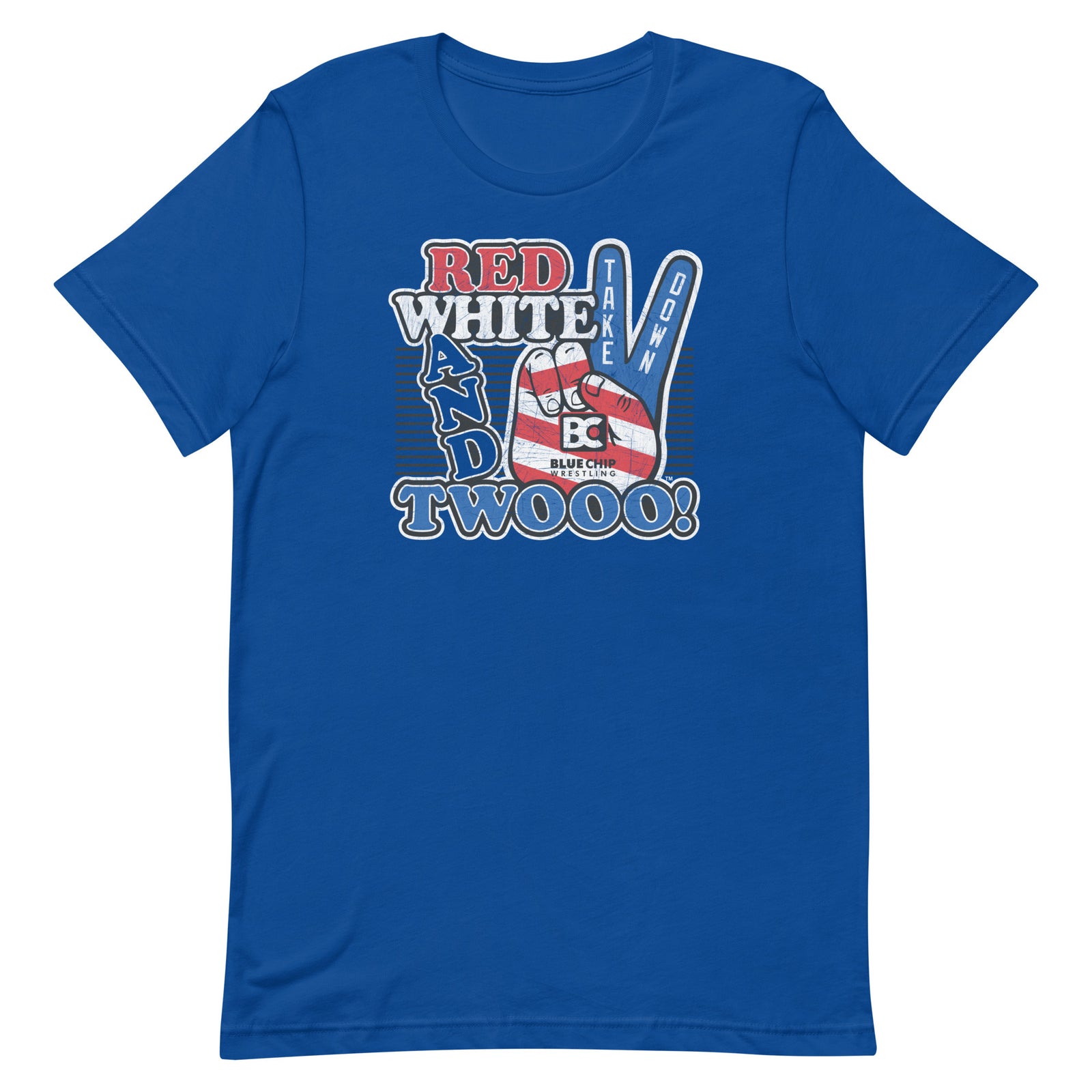 Red White and Twooo Short Sleeve Wrestling Tee