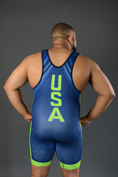 Made in America Wrestling Singlet (Blue)