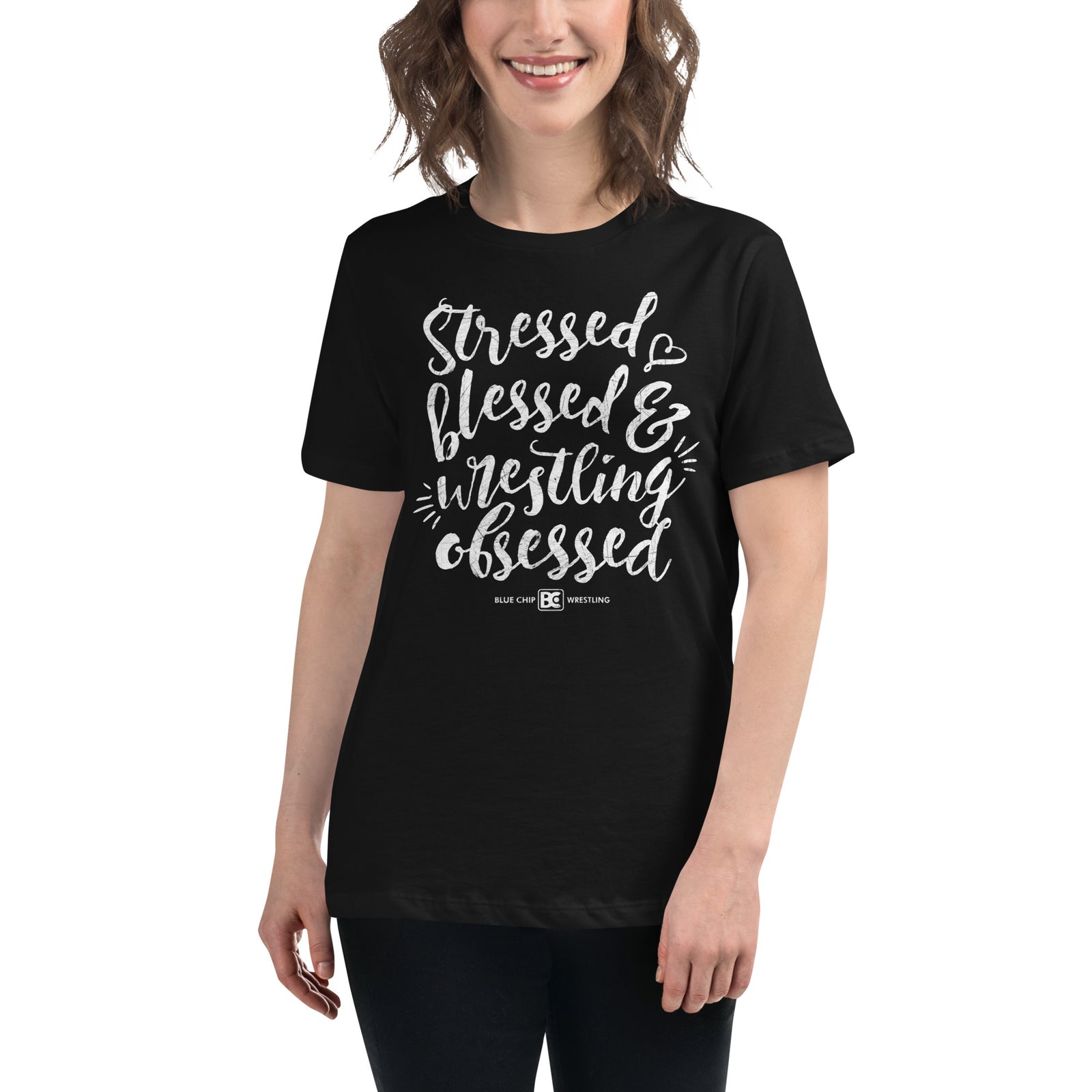 Stressed Blessed Wrestling Obsessed Women's Relaxed T-Shirt