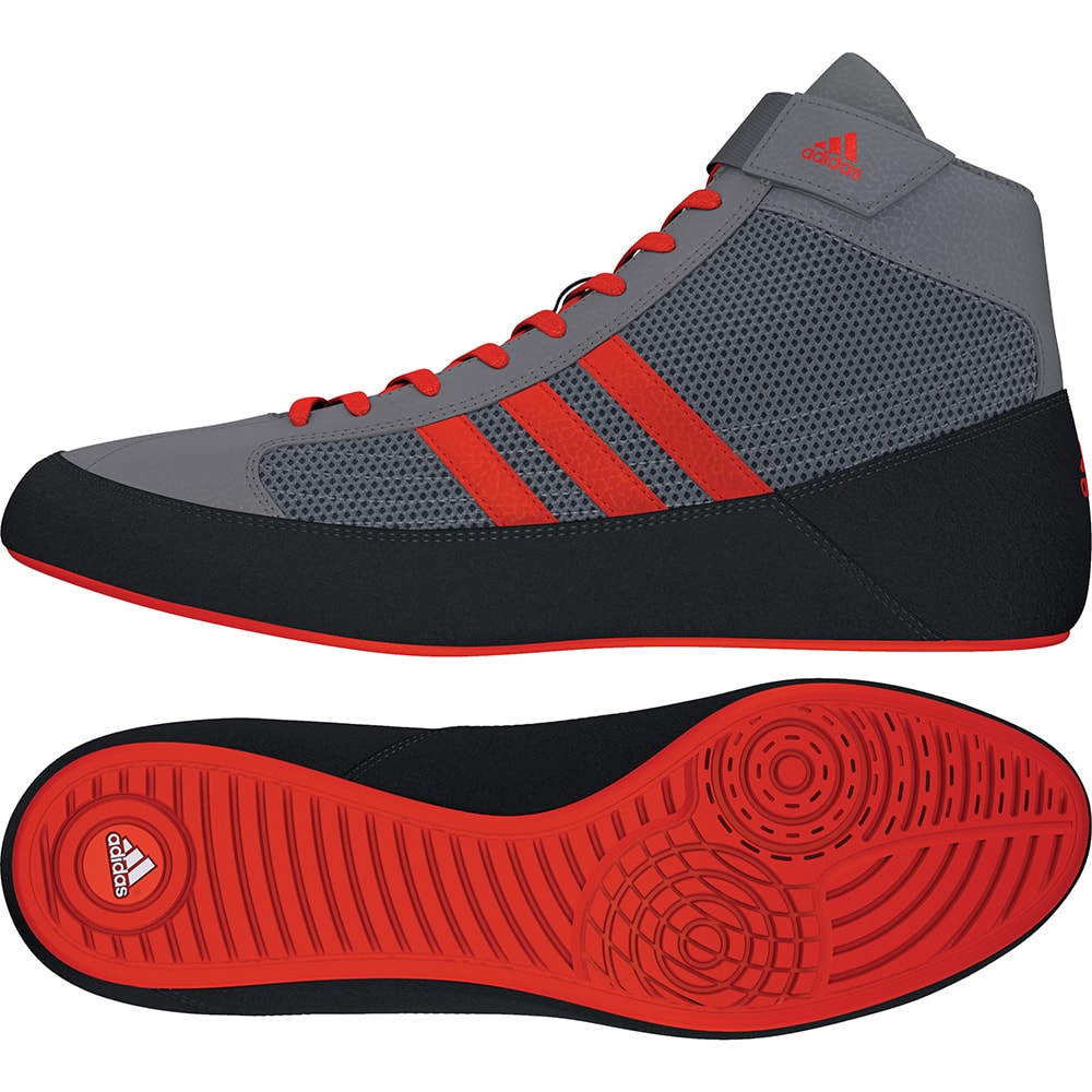 Adidas HVC 2 Wrestling Shoes in Grey / Red / Grey - Blue Chip Wrestling Adidas HVC 2 Wrestling Shoes in Grey / Red / Grey - Blue Chip Wrestling